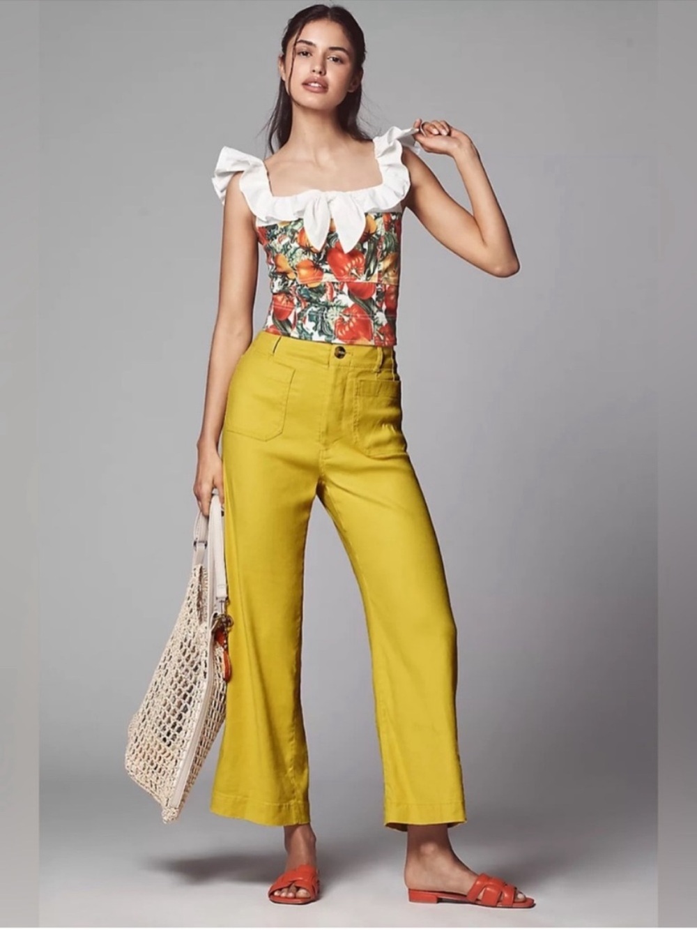 Mustard Wide-Leg Women's Pants - Picture 10 of 10